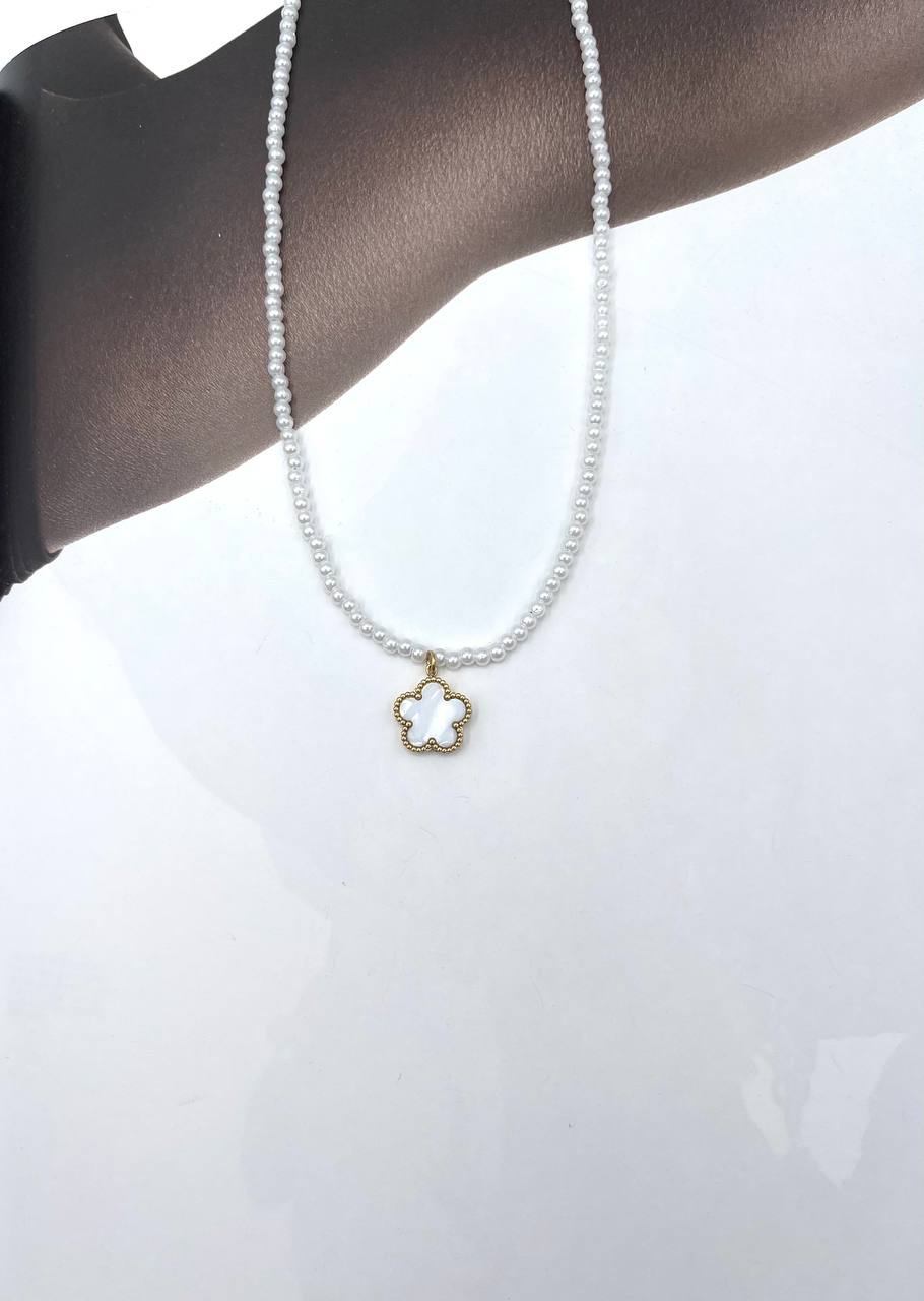 Collana Perline Quadrifoglio