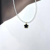 Collana Perline Quadrifoglio