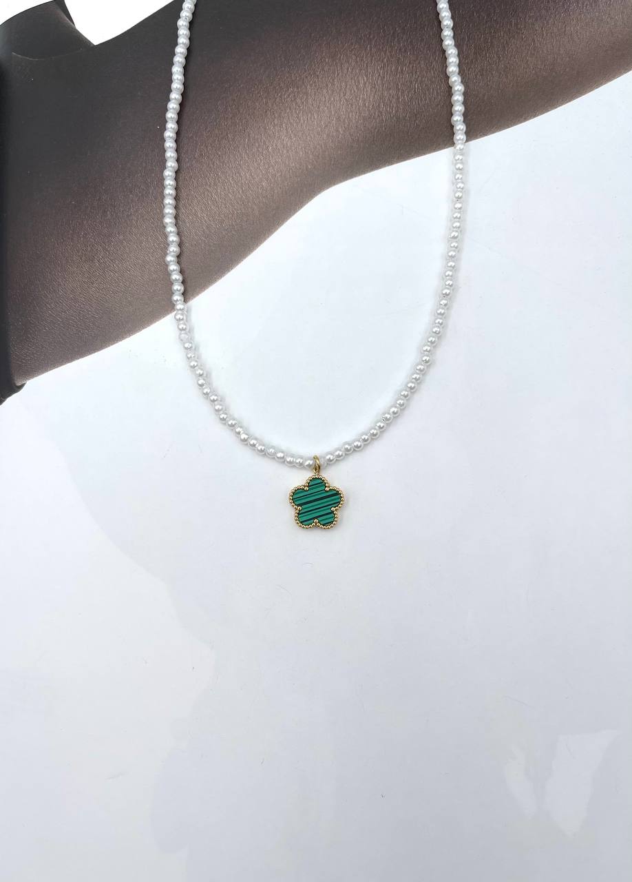 Collana Perline Quadrifoglio